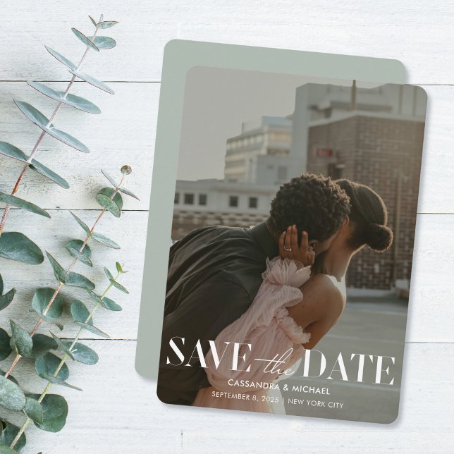 Invitación Boda moderno de fotos de sabios claros Save Date (Subido por el creador)