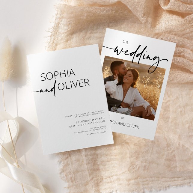 Invitación Boda moderno de fotos en blanco y negro (Subido por el creador)