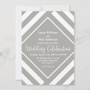 Invitación Boda moderno de franjas grises audaces