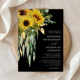 Invitación Boda moderno de girasol negro