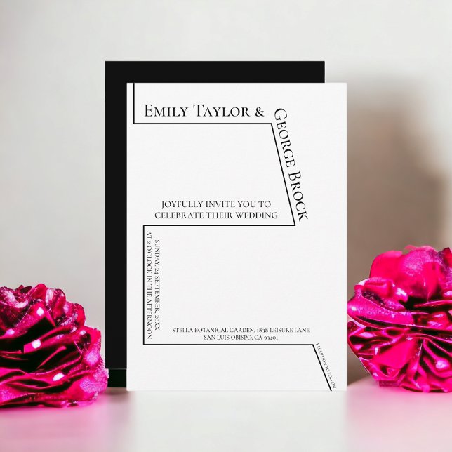 Invitación Boda moderno de gráfico blanco y negro divertido (Subido por el creador)