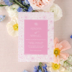 Invitación Boda moderno de herramientas color rosa de Rubor