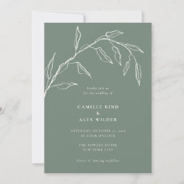 Invitación Boda moderno de hojas botánicas de color verde sag