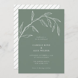 Invitación Boda moderno de hojas botánicas de color verde sag