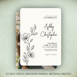 Invitación Boda moderno de imágenes de diseño de follaje negr