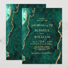 Invitación Boda moderno de la aglomeración de mármol verde de
