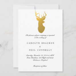 Invitación Boda moderno de la Antler Gold con clase simple