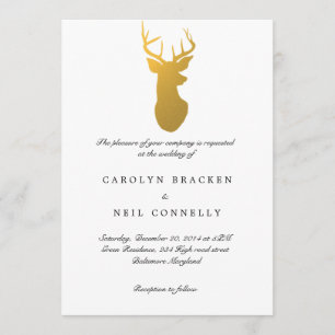 Invitación Boda moderno de la Antler Gold con clase simple
