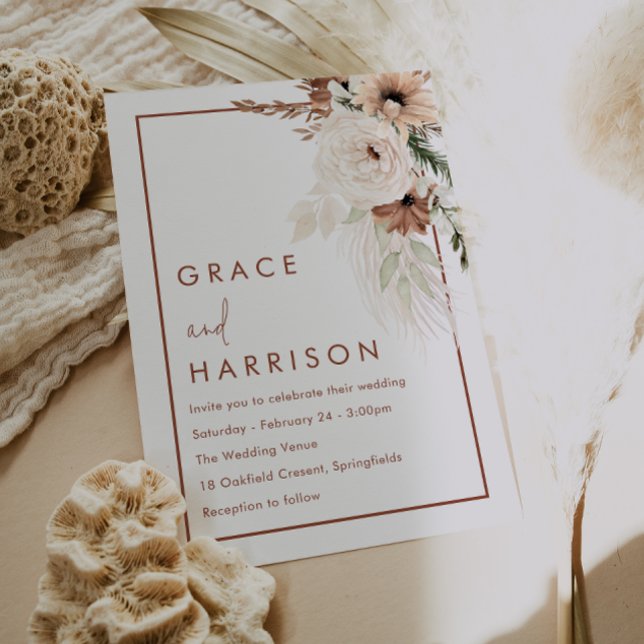 Invitación Boda moderno de la frontera de otoño de Boho Terra (Subido por el creador)