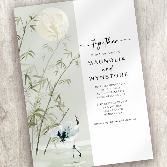 Invitación Boda moderno de la grúa japonesa (Subido por el creador)