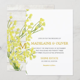 Invitación Boda moderno de la madera rústica botánica amarill