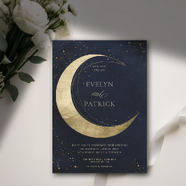 Invitación Boda moderno de la Marina Moody de la Luna Crescen