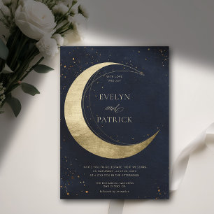 Invitación Boda moderno de la Marina Moody de la Luna Crescen