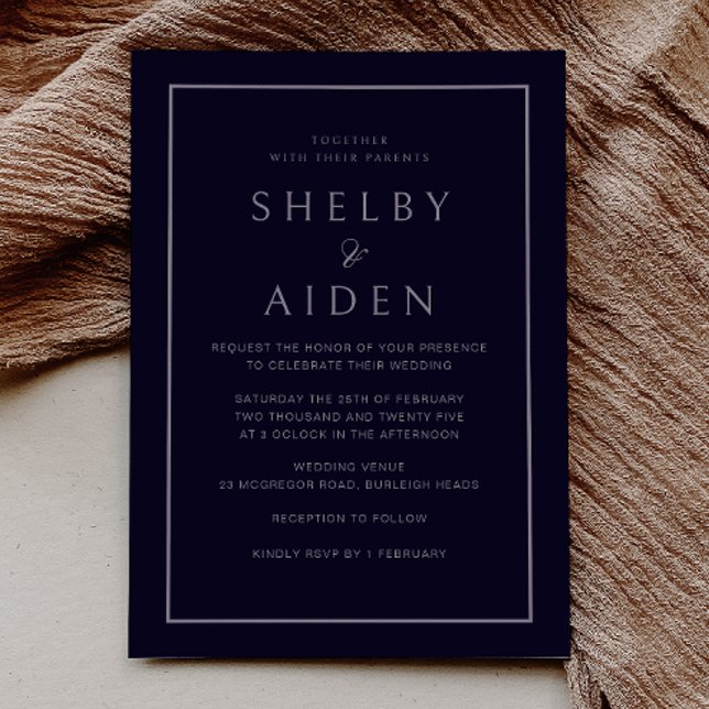 Invitación Boda moderno de la Marina Neutral Mínima (Subido por el creador)