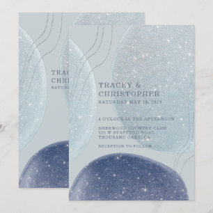 Invitación Boda moderno de la Marina y la plata azul celeste