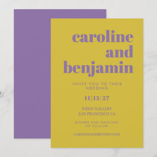 Invitación Boda moderno de la tipografía negrita morada y ama