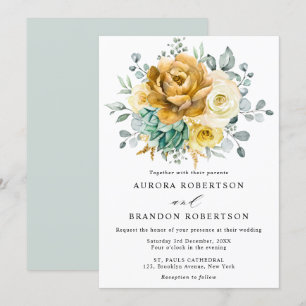 Invitación Boda moderno de la vegetación de la floración amar