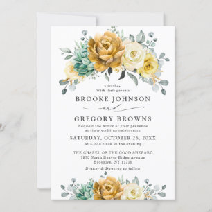 Invitación Boda moderno de la vegetación de la floración amar