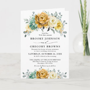 Invitación Boda moderno de la vegetación de la floración amar