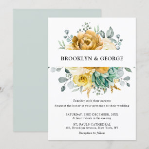 Invitación Boda moderno de la vegetación de la floración amar