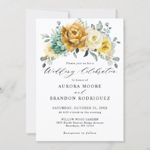 Invitación Boda moderno de la vegetación de la floración amar