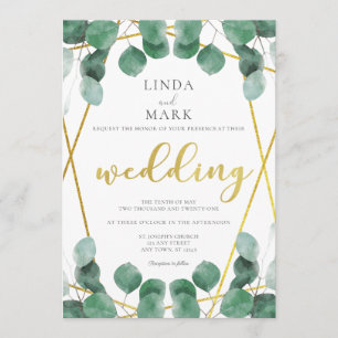 Invitación Boda moderno de la vegetación de sabores y eucalip