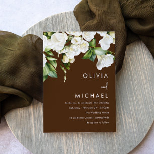 Invitación Boda moderno de la vegetación floral blanca