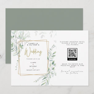 Invitación Boda moderno de la vegetación sabana QR Código RSV