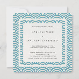 Invitación Boda moderno de las olas estilizadas de color azul