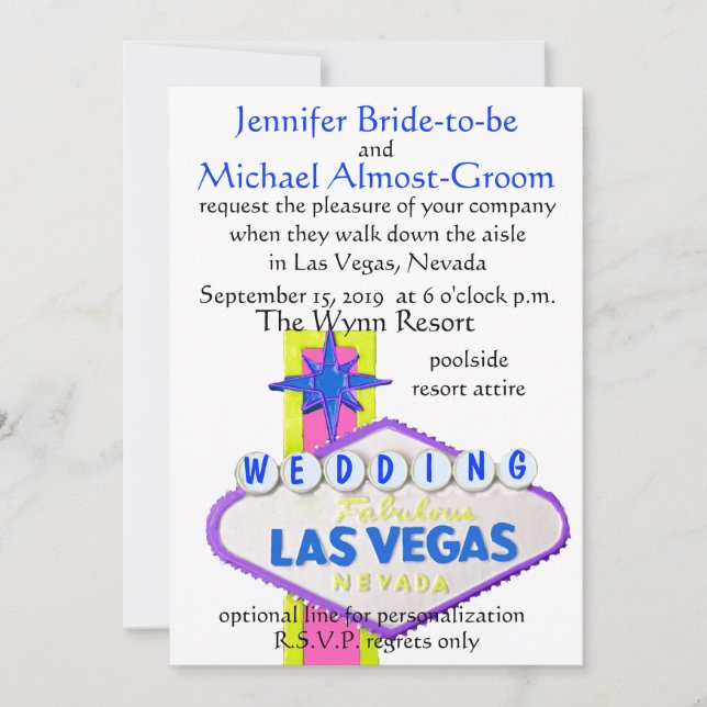 Invitación Boda moderno de Las Vegas (Anverso)