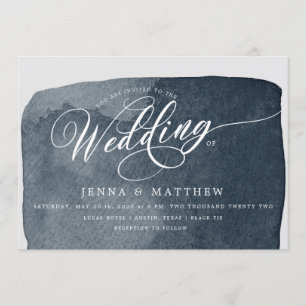 Invitación boda moderno de lavado azul de acero acuático