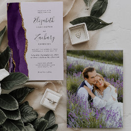 Invitación Boda moderno de lavanda de oro púrpura