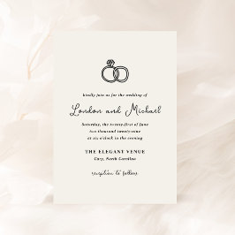 Invitación Boda moderno de los anillos dibujados a mano