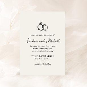 Invitación Boda moderno de los anillos dibujados a mano
