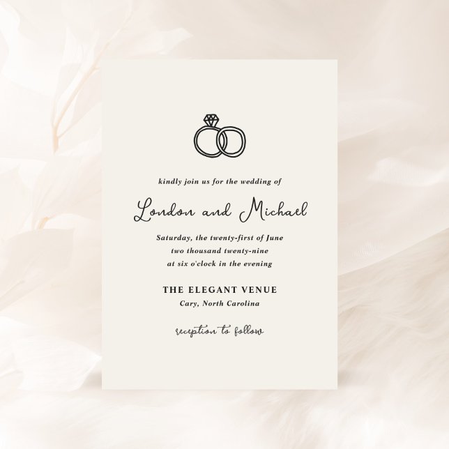Invitación Boda moderno de los anillos dibujados a mano (Subido por el creador)