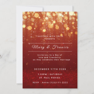 Invitación Boda moderno de luces rojas esparcantes y festivas