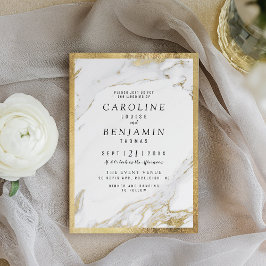Invitación Boda moderno de lujo de mármol de Relieve metaliza