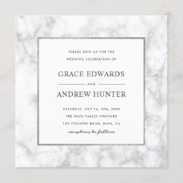 Invitación Boda moderno de mármol blanco