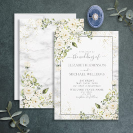 Invitación Boda moderno de mármol dorado de color blanco y gr