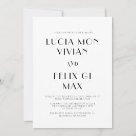 Invitación Boda moderno de Moda negra y blanca en negrita