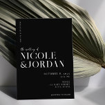 Invitación Boda moderno de Moda simple en blanco y negro<br><div class="desc">Invitación nupcial moderna con diseño de moda elegante y estilo minimalista.</div>