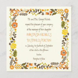 Invitación Boda moderno de naranja de color amarillo amarillo
