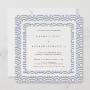 Invitación Boda moderno de ondas estilizadas color azul morad
