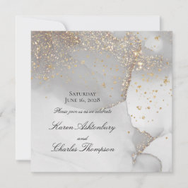 Invitación Boda Moderno De Oro Gris Y Glicuante Suave