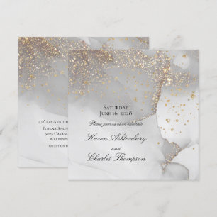 Invitación Boda Moderno De Oro Gris Y Glicuante Suave