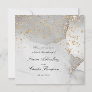 Invitación Boda Moderno De Oro Y Gris Suave