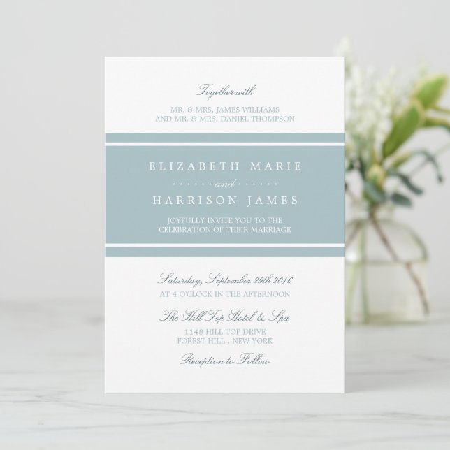 Invitación Boda moderno de pack Egg Blue (Anverso de pie)