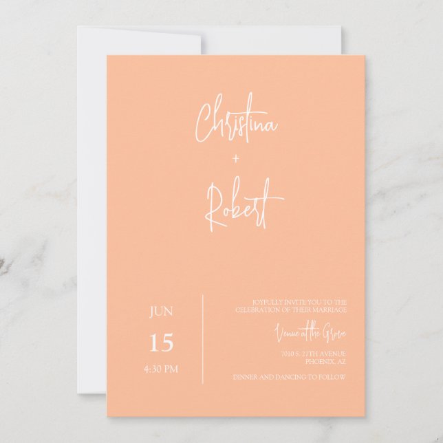 Invitación Boda moderno de Peach Boho Foto Código QR RSVP (Anverso)
