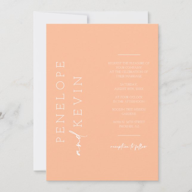 Invitación Boda moderno de Peach Boho Foto Código QR RSVP (Anverso)