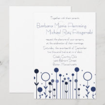 Boda moderno de punto floral azul simple